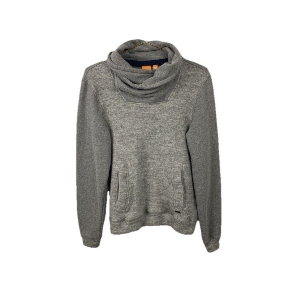 Hugo Boss Womens Gray Wool Knit Cowl Neck Pullover Sweatshirt Sweater Size Med